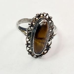 Vintage Sterling Silver Tigers Eye Ring